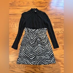 Trina Turk Black and White Long Sleeve Dress